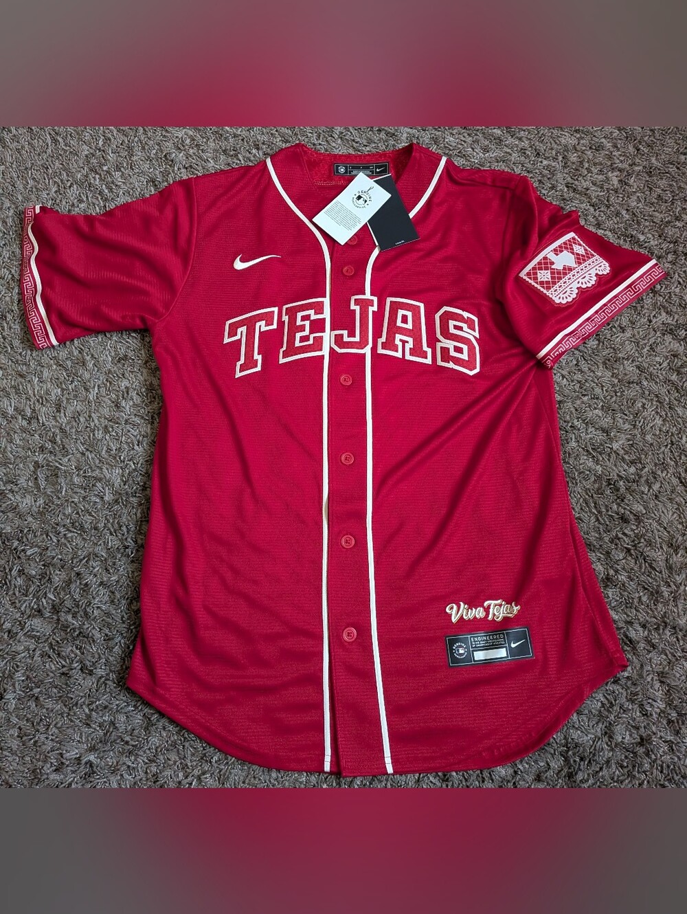 NWT Nike Texas Rangers City Connect Red Adolis Garcia #53 Tejas Jersey S
